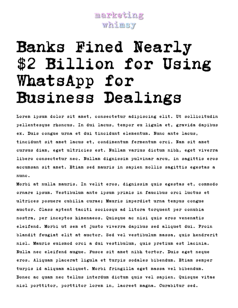 Banks Fined $2 billion for Using WhatsApp in Business Communications